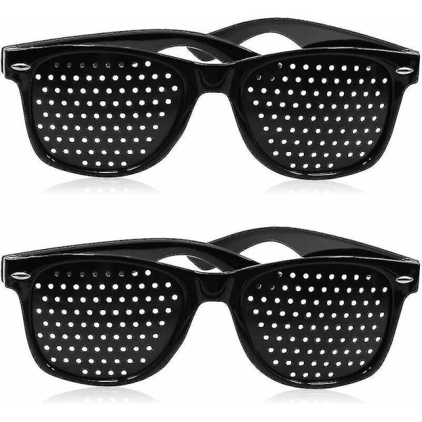 Sæt med 2 Pinhole-briller til synsforbedring Unisex sorte briller til synsforbedring_ (Køb til pris) Cisea