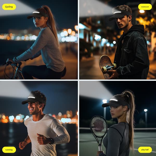 LED Tom Topp Baseballcaps, Håndfri Belyst Hodehatt med Lys for Nattløping Sykling Utendørs