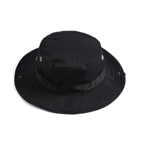 Boonie Bucket-hatt for utendørs fiske, jakt, med bred brem, netting, svart, camping, solhatt, 57-61 cm