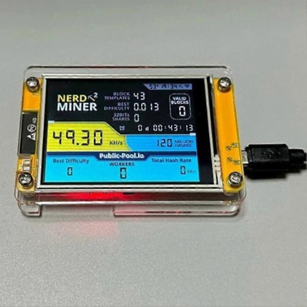 NerdMiner V2 2,8 tums display BTC Solo Lottery Nerd Miner Crypto Bitcoin Mining Machine
