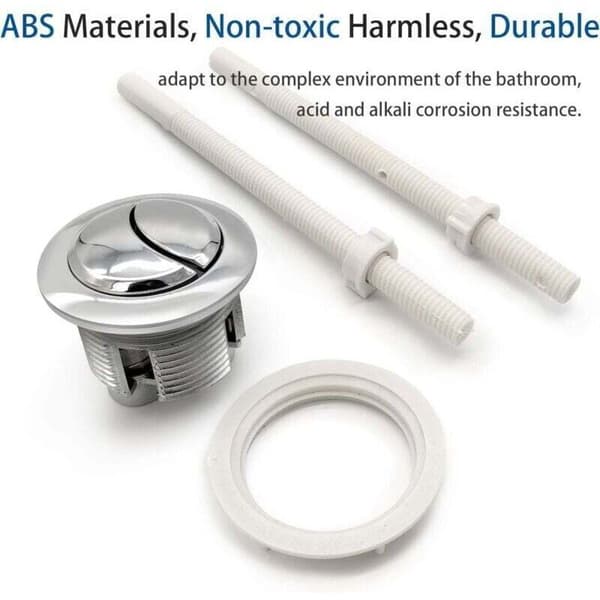38 mm dobbelt-skyl trykknapper til toiletter. Standard vaskeknapper. Forkromet og sølvfarvet. Erstatningsskylknap til toiletskyl.