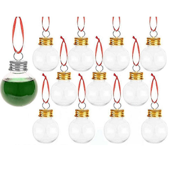 10 stk 50ml Runde Julekuler med Avtakbart Lopp, Trehengende Ornament Dekor, Hjemmedekorasjon, Festtilbehør
