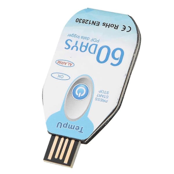Engangs temperaturdatalogger med USB-port - 10000 punkters PDF-rapport