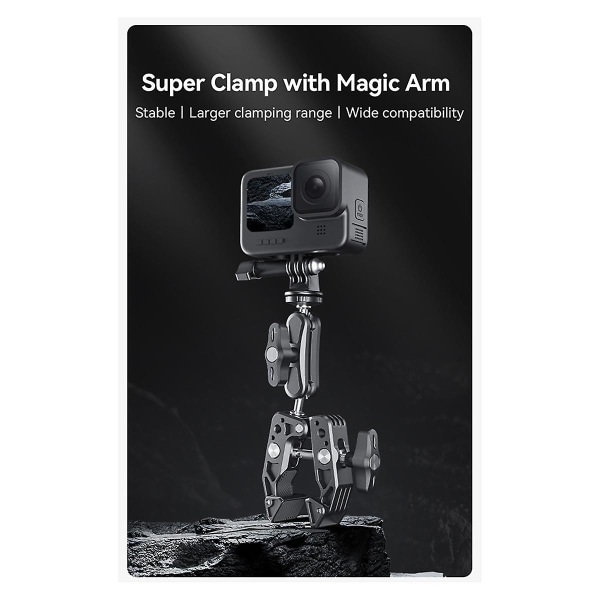 Super Clamp med 360 kuglehovedarm til mobiltelefon actionkamera