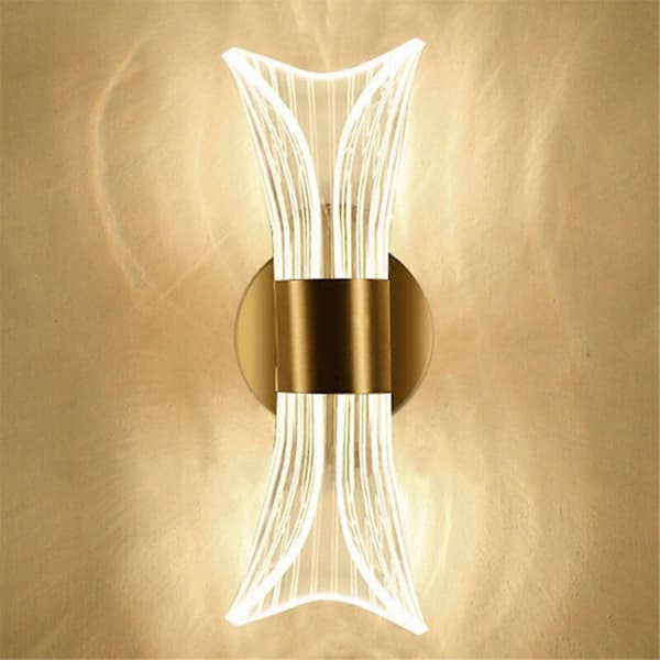 Dekorativ vegglampe i gullakryl, LED vegglampe