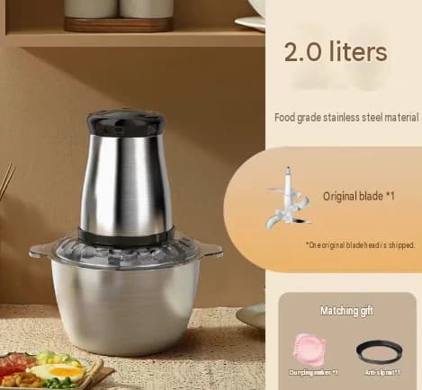 2L stor köttkvarn i rostfritt stål, multifunktionell elektrisk matberedare med hög effekt för barnmatstillredning