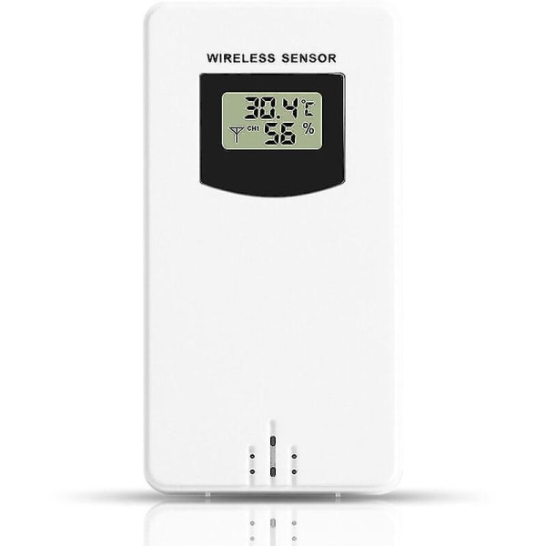 Vejrstationstilbehør, trådløs sensorprobe temperaturmonitor udendørs udskiftningssensor, neutral hvid Cisea