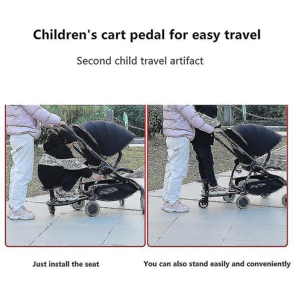 Bejoey Universal 2-i-1 klapvogns ridebræt med aftageligt sæde Andet barn artefakt Child Rider klapvogn fastgørelse med sadel Seatmxbc
