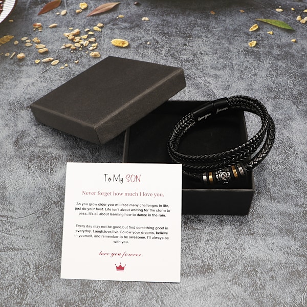 1-delat flerskiktat flätat armband i rostfritt stål, herrarmband i titan stål mode läderarmband graverat presentset