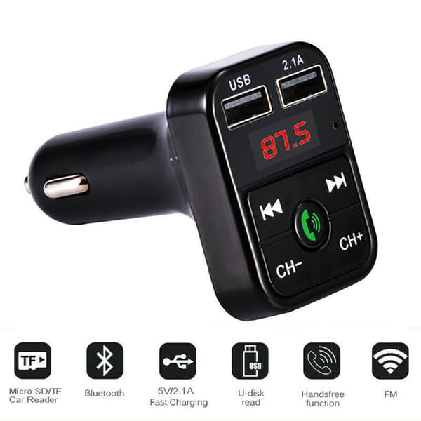 B2 Bil MP3-afspiller Cigarettænder Bluetooth FM-sender, Trådløst Håndfrit Opkaldssæt, Dobbelt USB Biloplader Auto Lydadapter A