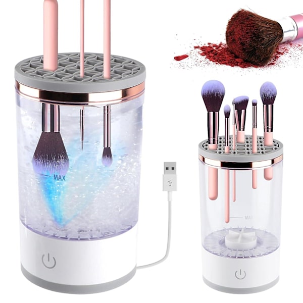 SBSGV Ny sminkborste Rengöringsmaskin, Med Sminkborste Rengöringsmatta, Elektrisk Brushly Pro Kosmetisk Snurrande Borste Rengörare, Passar Alla Storlekar Smink B