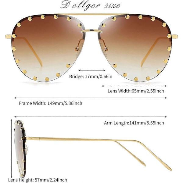 Heytea Nitide Solbriller til Kvinder Mode Nitide Aviator Solbriller Metalramme UV 400