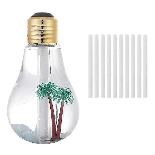 400 ml USB Luftfukter Pære Lys Diffuser, Luftrenser Sprøyte med Farge LED Nattlys for Hjemmet