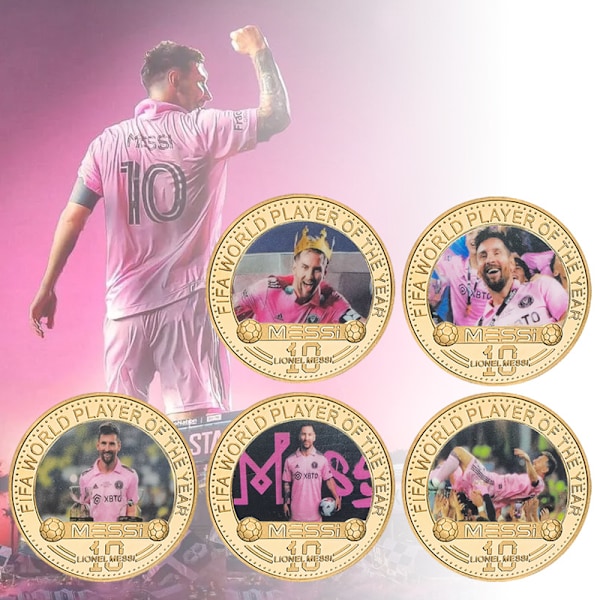 Fodboldstjerne mindesmærke samling mønt Messi-Miami badge samling gave mindesmærke badge eksamenssæson