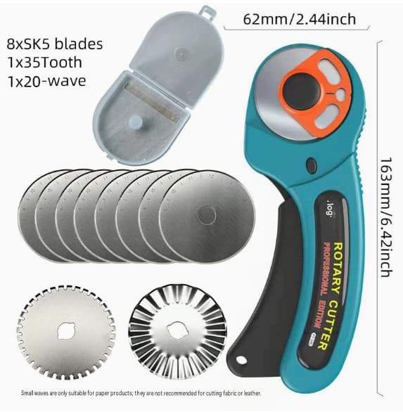 FT-145 45mm pyöröleikkuri, automaattisesti lukittuva matto- ja kangasleikkuri C