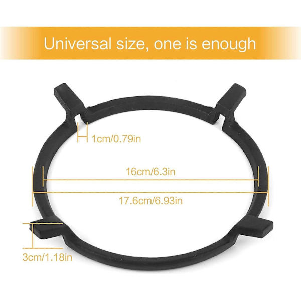 Universal Spisställ, Halksäker Wok-Pannställ Gjutna Trivet Stödring Kökstillbehör för Gasspisar Spishällar, Svart