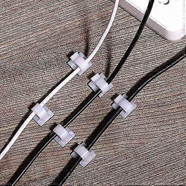 100 stk Mini Utendørs Kabelklips med Limtape Lys Klips Dekor Klips Selvklebende Kroker Wire Holder for Fe Lys (Hvit, Liten)