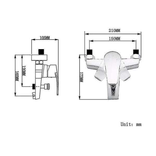 Badekar Armatur Hane Bad/bruser Hane Krom Messing Armatur Hane