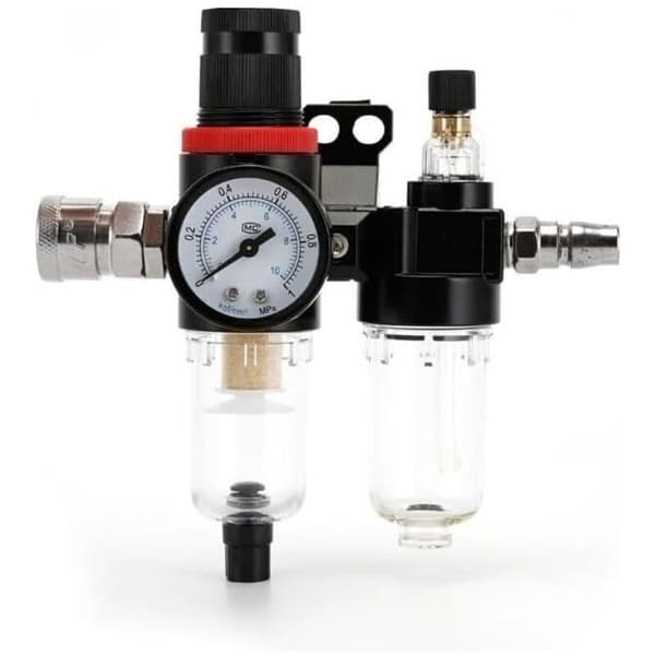 Trykluftfilterregulator 1/4 tomme. Fugtfælde. Olie- og vandudskiller. Trykreduktion. Pneumatisk gaskompressor. Manometerforbindelse