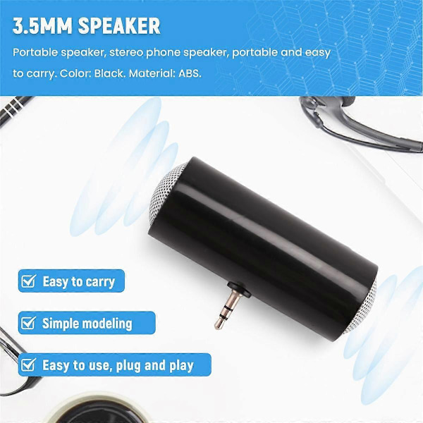 3,5 mm Jack Stereo Minihögtalare Bärbar MP3 Musikspelare Högtalare Förstärkare Högtalare för Mobiltelefon Surfplatta PC - Svart