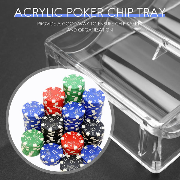10 stk professionelle akryl poker chips 100 chips bakker (uden låg)