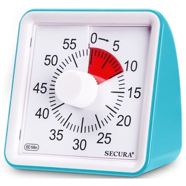 Børns visuelle timer, nedtællingstimer, studietimer (stor) (blå)