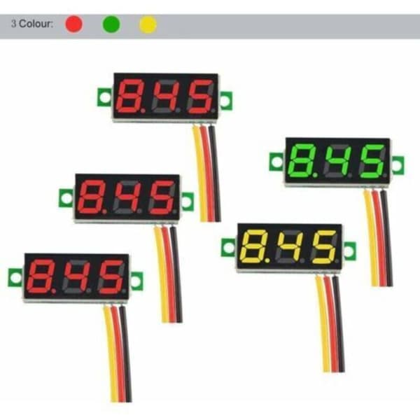 5 stk. digitalt DC-voltmeter 0,28 tommer 3-leder 2,5V-30V mini digitalt DC-voltmeter spenningstestermåler, LED digital spenningsmåler