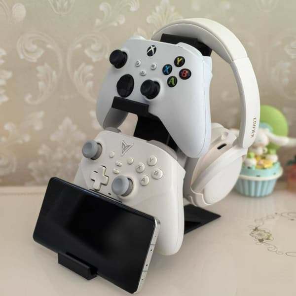 Dobbeltlags Game Controller Stand, Kompatibel med Xbox, PS, Flydigi, 3D-printet Displayholder, Gamepad Opbevaringsbase Tilbehør black