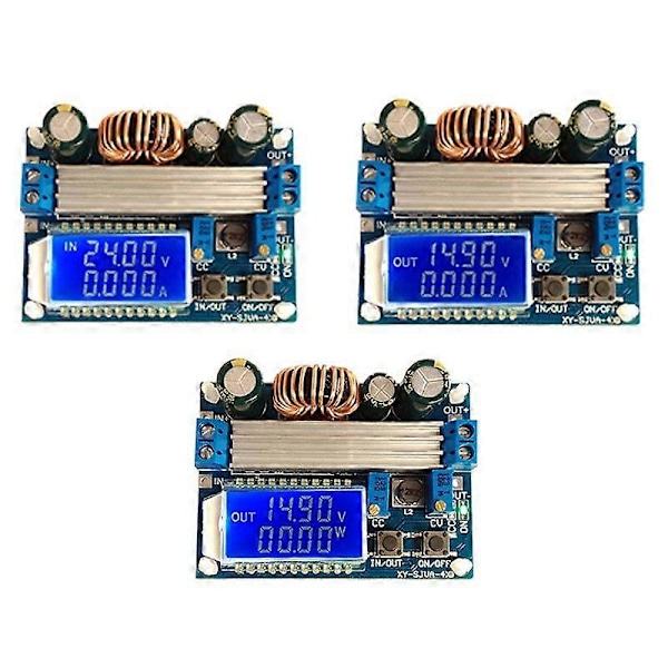 3 KPL 4A Buck-Boost -muunninmoduuli Säädettävä Buck Boost -kortti LCD-näytöllä