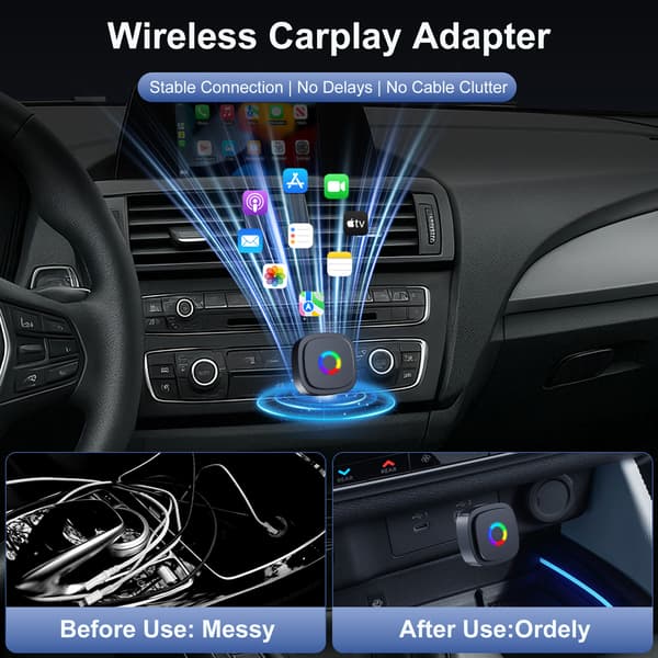 Trådløs CarPlay-adapter 2-i-1 bilmultimedie-dongle konverterer kablet til trådløs CarPlay & Android Auto køretøjsskærmforbindelsesboks