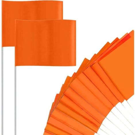 Plæneafmærkningsflag. 100 stk. orange flag til plæneafmærkning