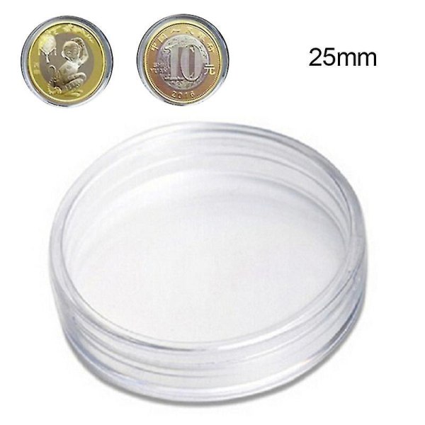 100 stk. 25 mm Mini Runde Transparente Samlekapsel Opbevaringsboks Beholder