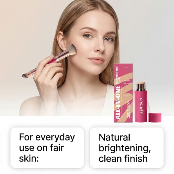 Alt-i-ett Tan Makeup Stick, byggbar langvarig foundation og konturstift