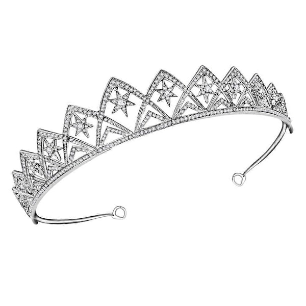 Bryllupskrone til brud Hule Stjerner Hårbøyle Rhinestone Bankett Hodeplagg