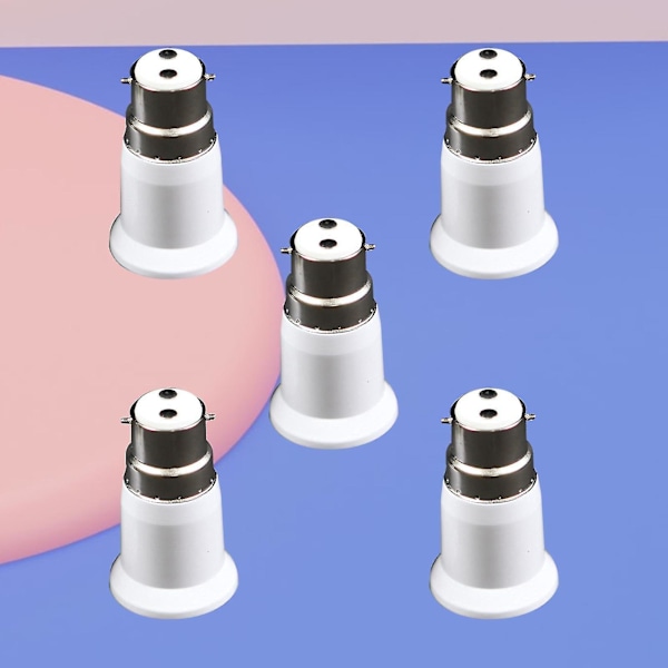 5-pack B22 till E27 Lampsockeladapter, Bajonett till Skruv, Adapterhållare för Lamplampa