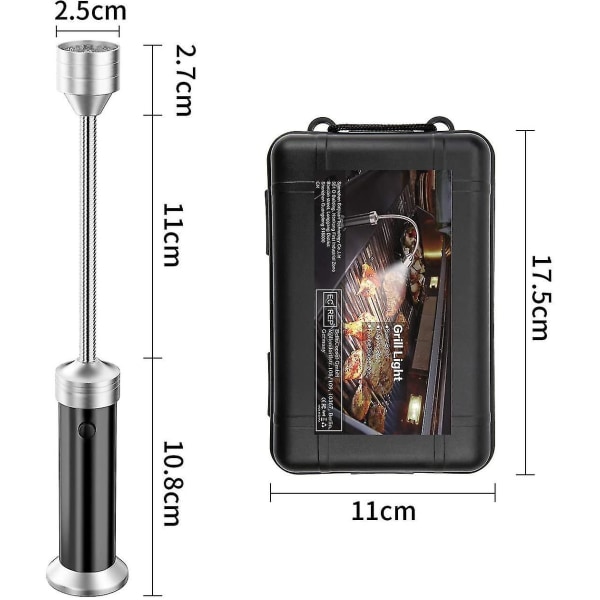 Grilllyssett med 2 LED-grilllys med magnetisk base 360 ​​graders rotasjon Fleksibel justerbar for grilling, camping, fest, utendørs