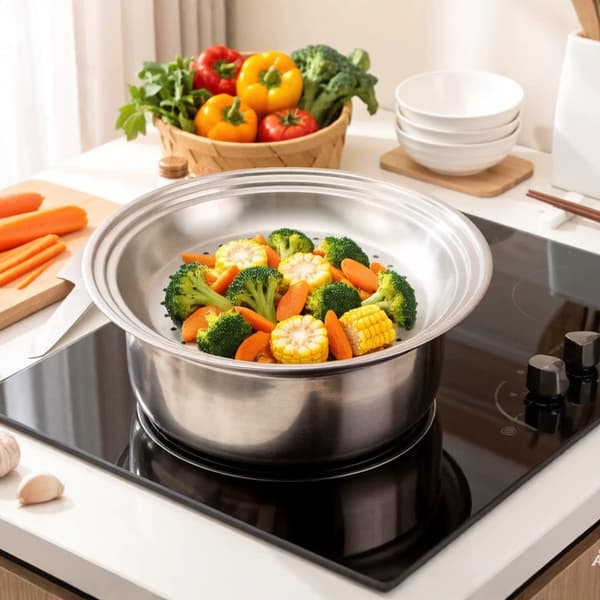 Multifunktionel dampbakke i rustfrit stål, universal filter dampstativ, passer til 30/32/34 cm wok