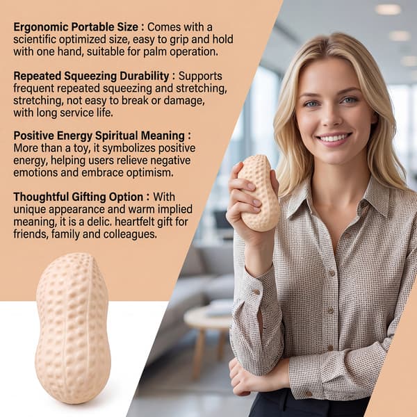 3-pack beige simulerade jordnöts-squishy-leksaker, mjuka långsamt återfjädrande stresslindrande fidget-leksaker för klämavslappning