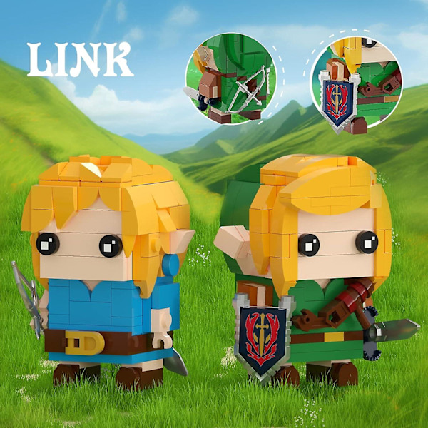 Link Rakennussarja, Link Toimintahahmot Pitävät Master Sword ja Hylian Shield, Lahjat Faneille Lapsille Aikuisten (334 Palasta)