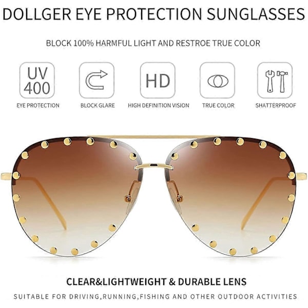 Heytea Nitide Solbriller til Kvinder Mode Nitide Aviator Solbriller Metalramme UV 400