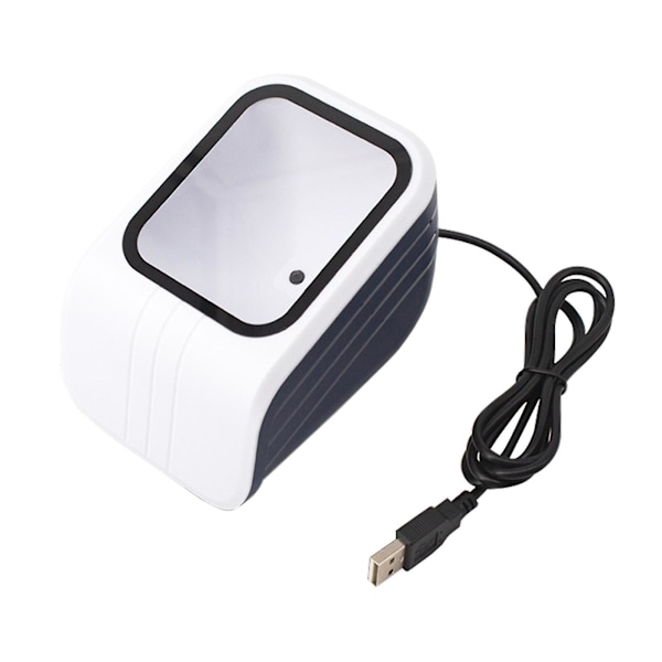 1D 2D QR-streckkodsläsare med röstmeddelande, USB-ansluten, handsfree CMOS-bildsensor, skrivbordsskanner, stor skanning