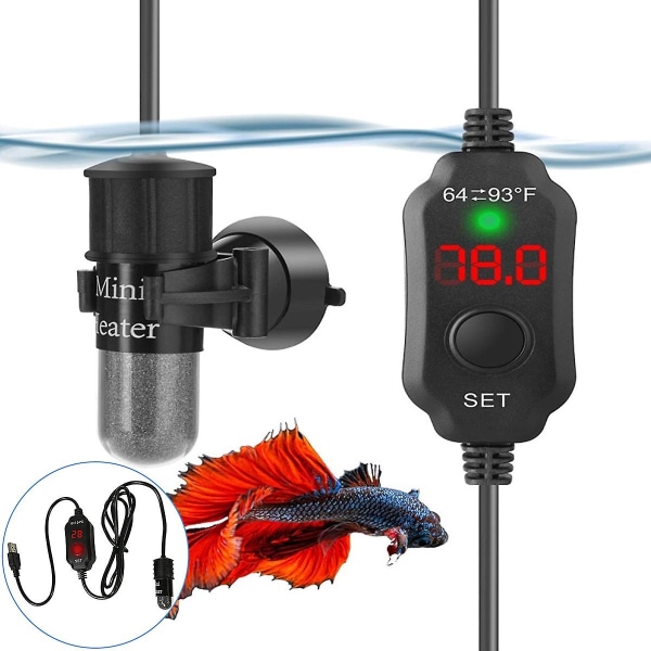 10w Mini Aquarium Heater, Mini Fish Tank Heater med Digital Display Termostat Temperatur Justerbar 5v/2a USB -driven Super Mini Turtle Heater Safe