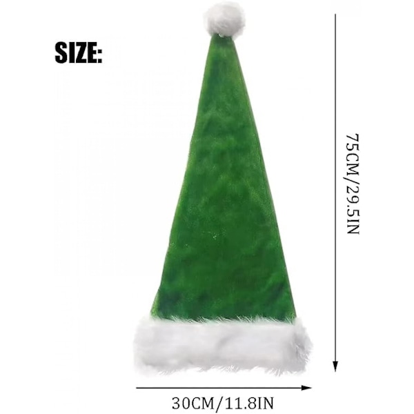 Grön Tomtehatt - Vuxen Deluxe Grön och Vit Julhatt Pack Festatmosfär Hatt 2 st