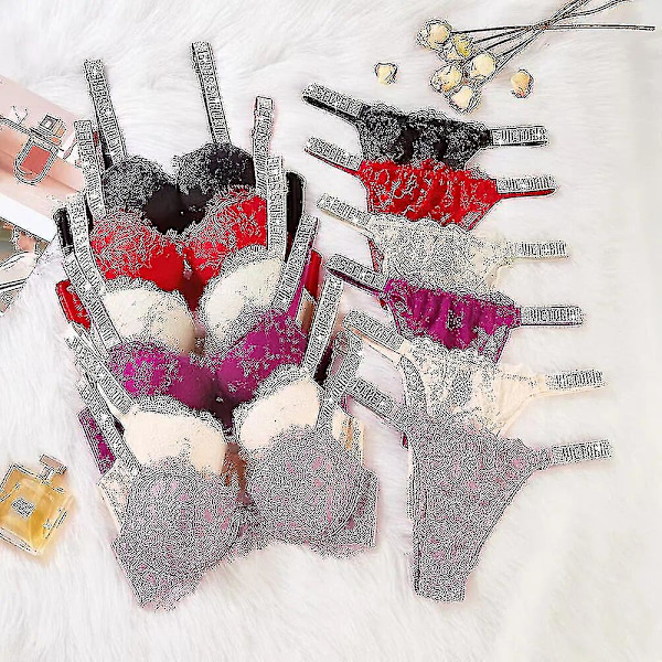 Sextuellt Bekvämt Lingerie Set för Kvinnor Push Up BH Victoria's Secret Lingerie Set Dam 2-Delat Underkläder Glossy follows 85C