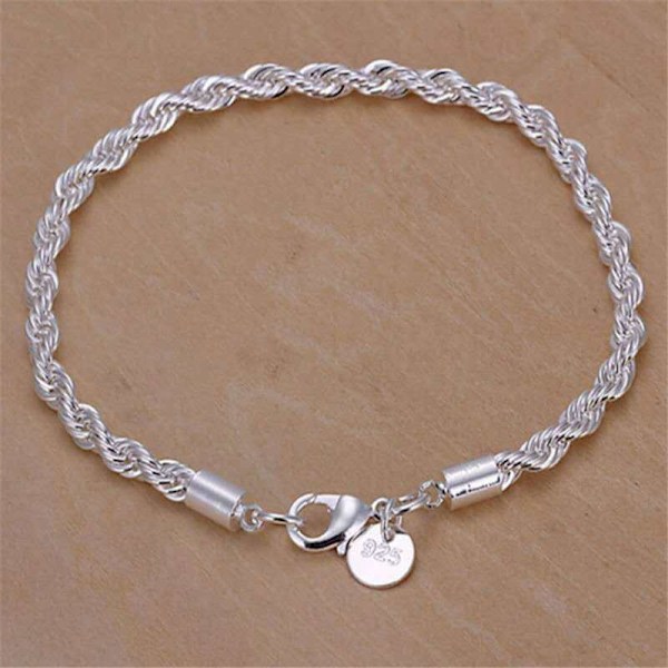 925 Sterling Sølv Twist Tau Armbånd, Gave Til Høytider