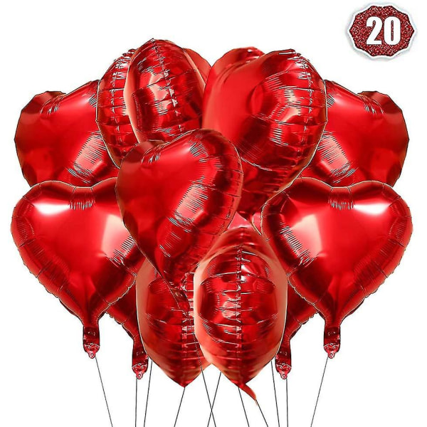 Hjertefolieballong Rød 20 stk Hjerteheliumballonger Hjerteballonger Heliumballongfolie