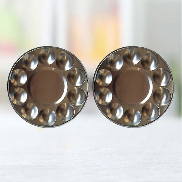 2 stk. 10 hullers aluminium akvarel blandebakker kunst maling tegnebakke maleri farvemixer