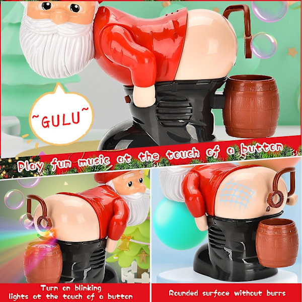 Rolig Jultomte Bubbelblåsare, Jultomte Bubbelblåsare med LED-ljus och Musik, Julgåva till Barn