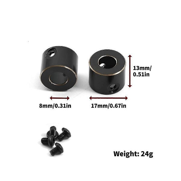 För 1/10 Simuleringsmodellbil Axial SCX10PRO Bakaxelaxelkopp AXI03028 Ram Mässing 1 Par