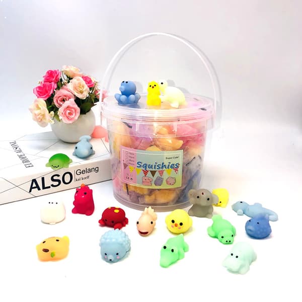 24 stk. spand søde kæledyr Squishy bløde gummi stressaflastende minilegetøj
